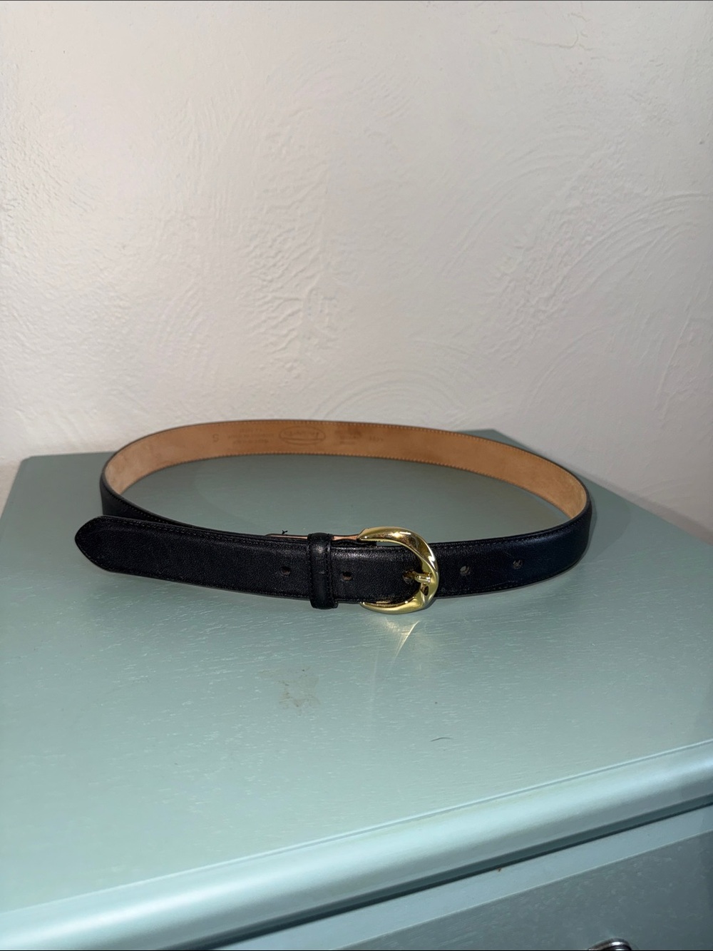 Talbots Made in Italy Black Genuine Leather Gold Buckle Belt S
